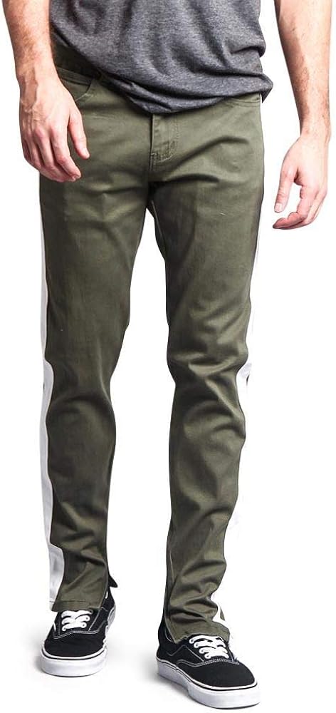 Men's Trackpants Style Solid Side Stripe Pants with Ankle